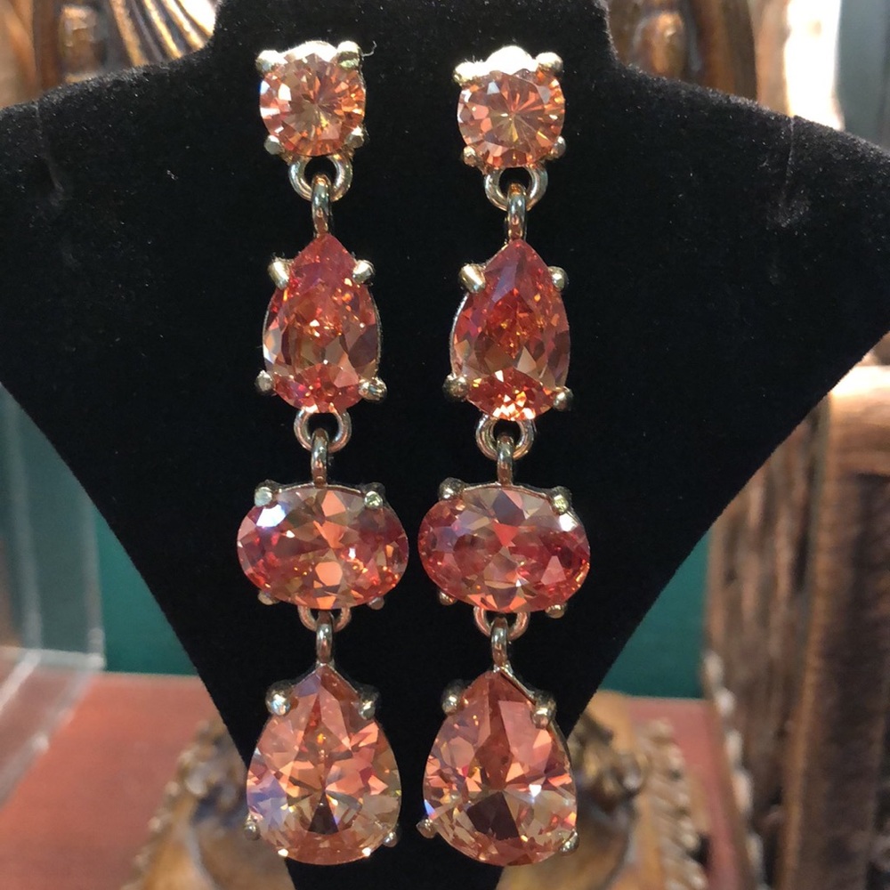 💃NWOT Iridescent Shades of Amber 3” Crystal Earrings in 4 Different Shapes